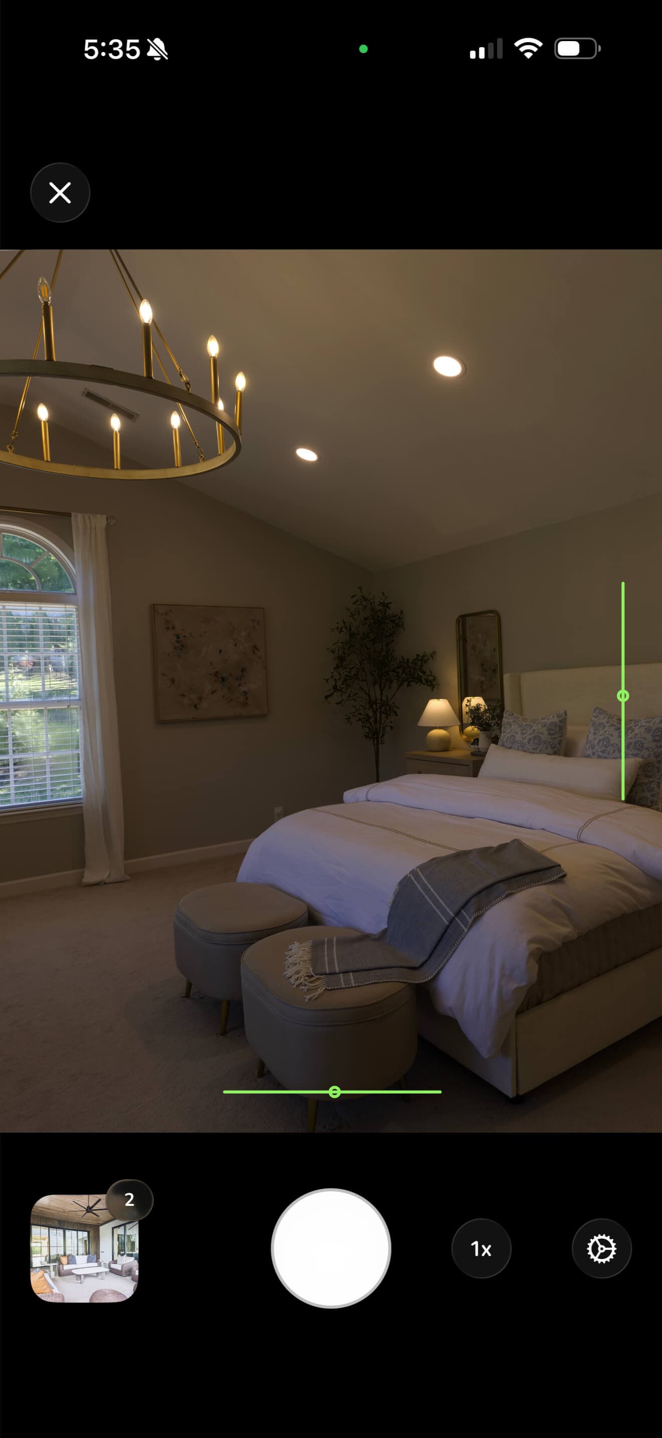 ListKit in-app camera view capturing a bedroom listing photo